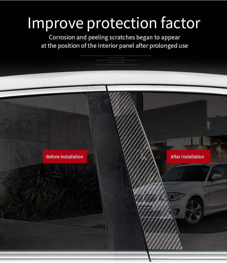 For BMW F10 F20 G38 F30 E60 E46 F48 E70 E84 E90 5GT X1 X3 X5 X6 Carbon Fiber B C Pillar Center Door Window Decoration Sticker