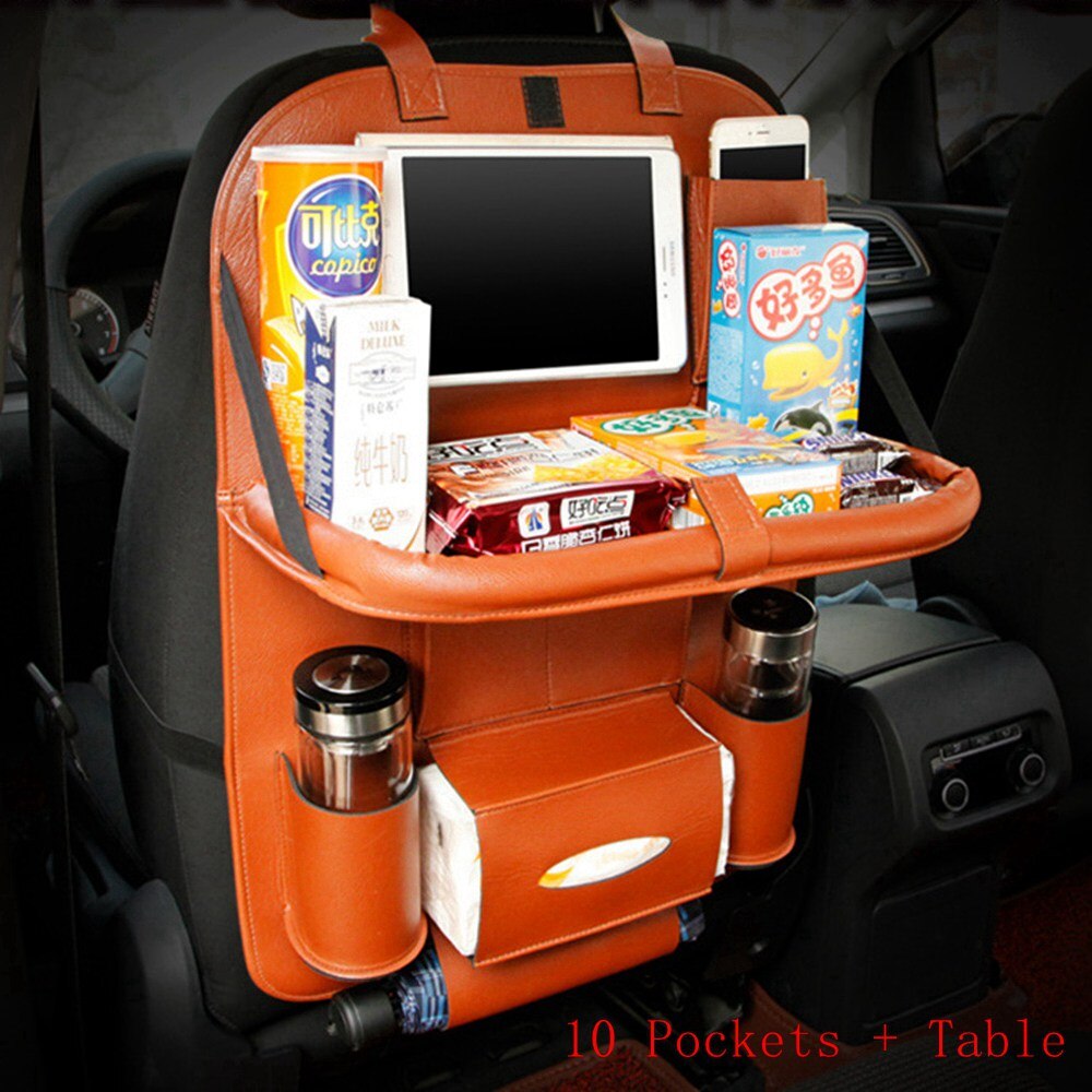 Car Seat Organizer Auto Back Seat Foldable Food Dinner Table Interior Desk Bag Storage Goods Accessories for Children Kids