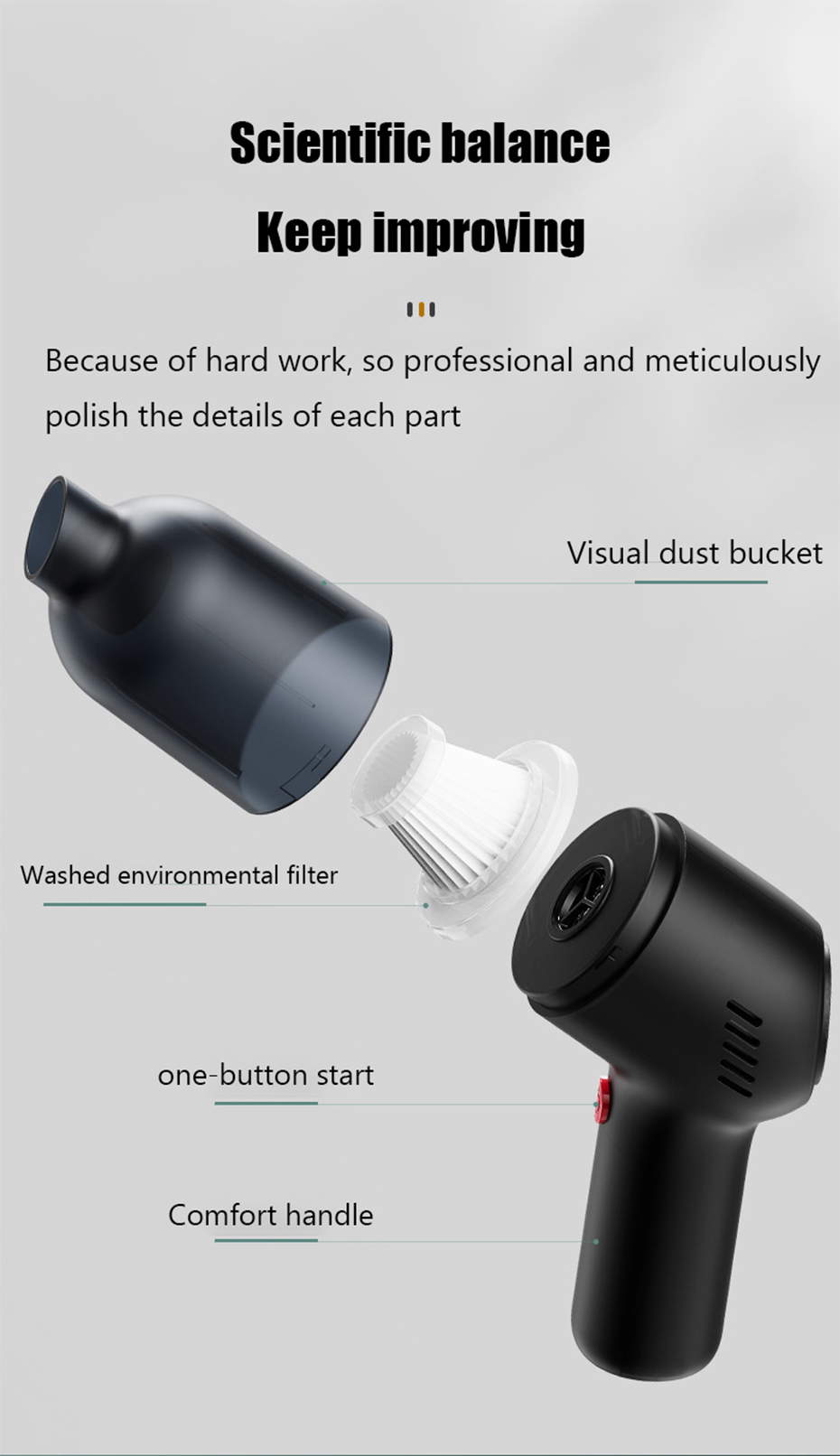 TOMULE Wireless Car Vacuum Cleaner Handheld Portable Vaccum Cleaner Cordless/Car Plug for Car Home Wet/Dry dual-use