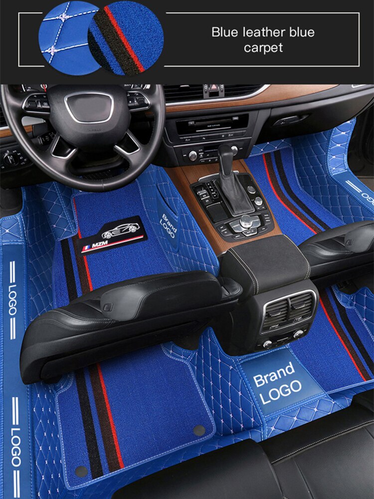 Custom Fit Car Floor Mat Accessories Interior ECO Leather For Most Car Models Full Carpet Set With Logo 5 Seats For 95% Vehicles