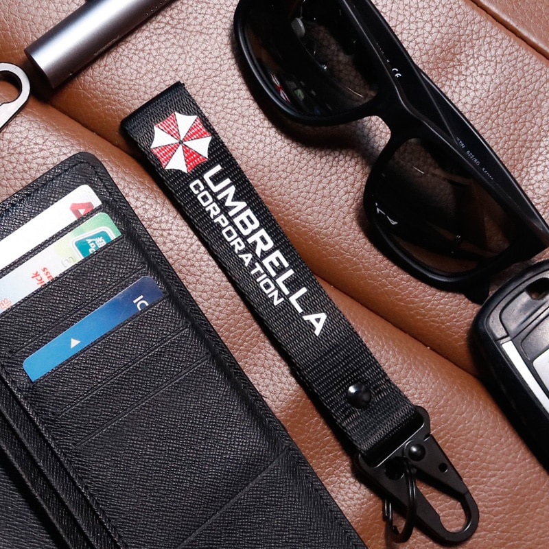 Umbrella Corporation Logo JDM Style Car key Chain Creative Metal Auto Key Ring Wrist Lanyard Holder for Men Fashion Accessories