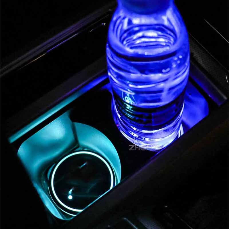 2Pcs Luminous Cup Mat Holder Coaster 7 Colorful Usb Charging Led Atmosphere Light Drink Holder Anti-Slip Mat Auto Accessories