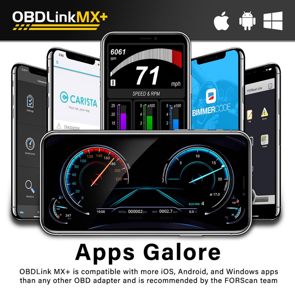 OBDLink MX+ OBD2 Scanner Diagnostic Scan Tool for iPhone, iPad, Android, Kindle Fire or Windows Device