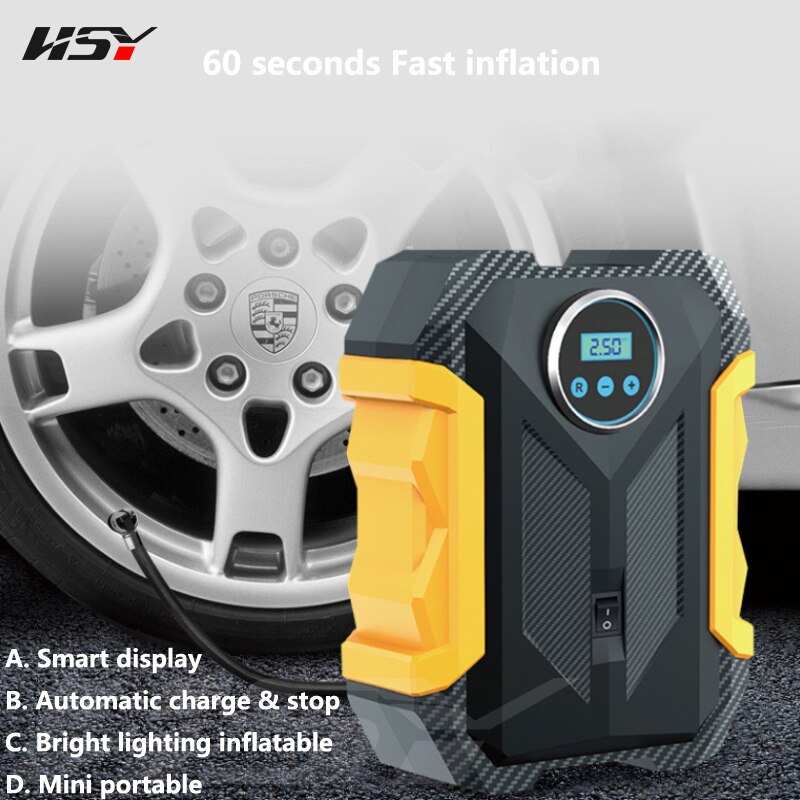 Portable Smart Car Tire Inflator LED Digital Display Tire Inflatable Pump DC 12V Air Compressor For Cars Wheel Bicycle Tires