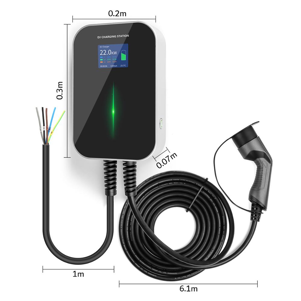 EV Charger 32A 3 Phase EVSE Wallbox EV Charging Station with Type 2 Cable IEC 62196-2 22KW for BMW Audi Electric Vehicle