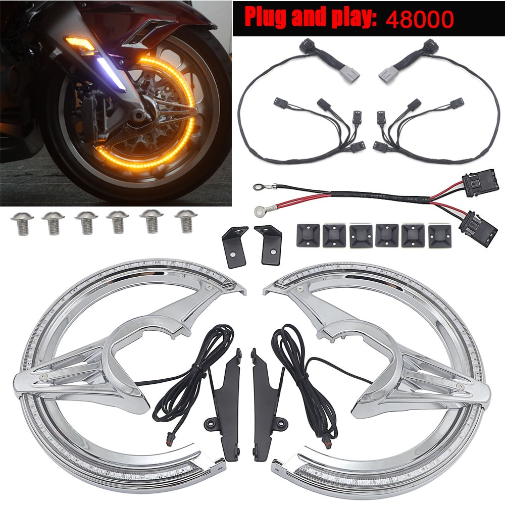 For Honda GL1800 Goldwing Motorcycle Accessories Chrome Black Brake Disc Rotors Covers LED Cornering Lamp  2018-UP