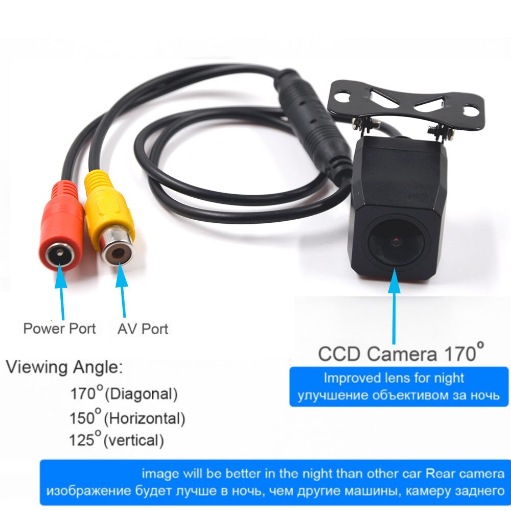 Car Rear View Camera CCD HD Night Version Waterproof 170 Degree Wide Angle Backup Parking Reversing Assistance