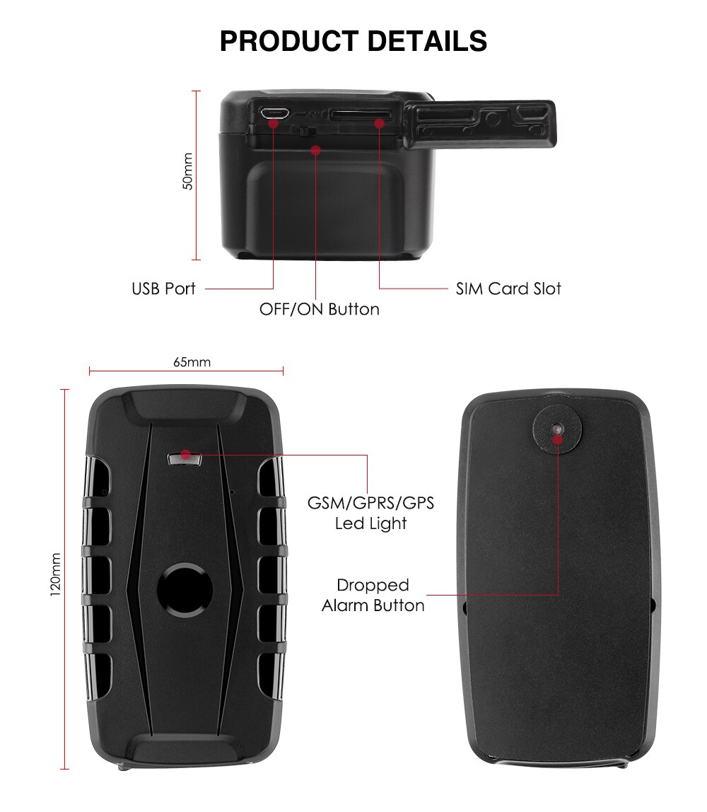 3G GPS Tracker Car Tracker 240 Day Standby 20000mAh Magnet GPS Locator Waterproof IP67 Localizador GPS Tracker Shock Drop Alarm