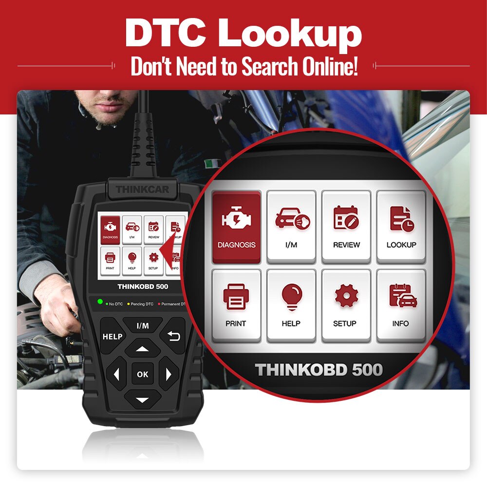 THINKCAR ThinkOBD500 OBD2 Scanner for Car Professional Code Reader DTC Lookup I/M EVAP Test Plug and Play Diagnostic Tools