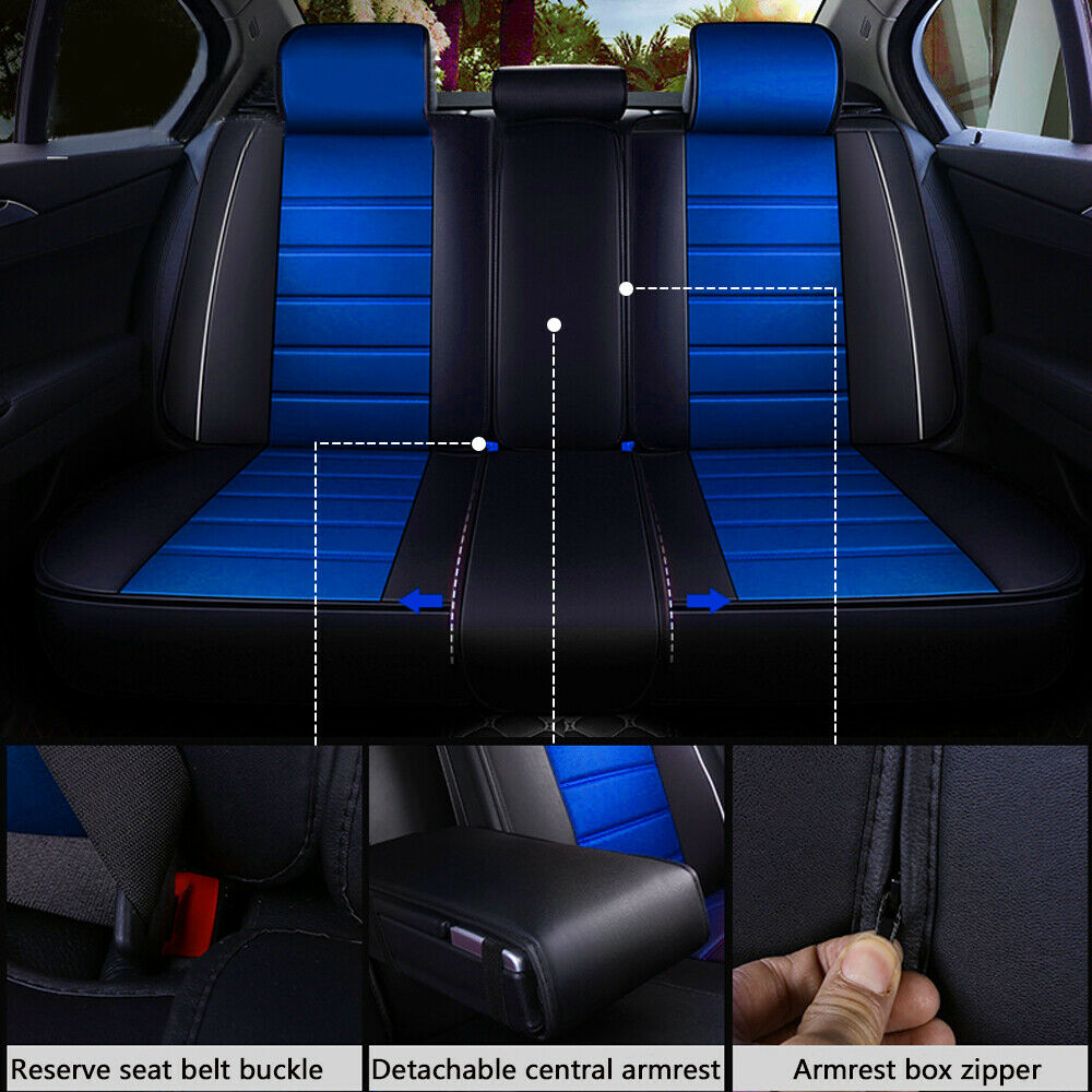 Universal Deluxe Leather Car 5 Seat Covers Set Interior Cushion Protector Decor