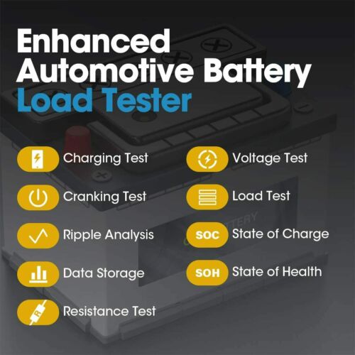 12V Automotive Car Battery Tester Charging Cranking Test Analyzer 100-2000CCA US