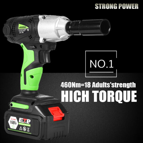 1/2 inch Electric Cordless Impact Wrench Gun Drill Tool Fast Charge 2 x Battery