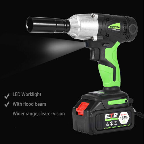 1/2 inch Electric Cordless Impact Wrench Gun Drill Tool Fast Charge 2 x Battery