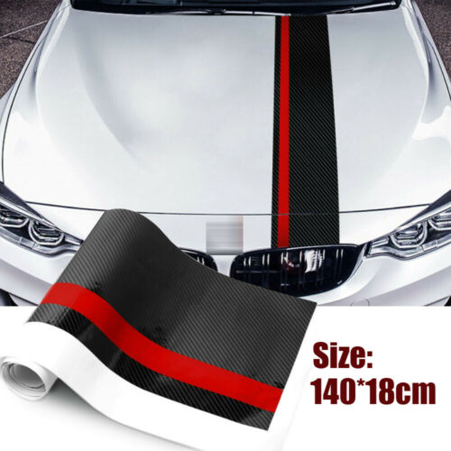 New Car Rally Racing Stripe Front Hood 5D Carbon Fiber Decal Wrap Auto Sticker