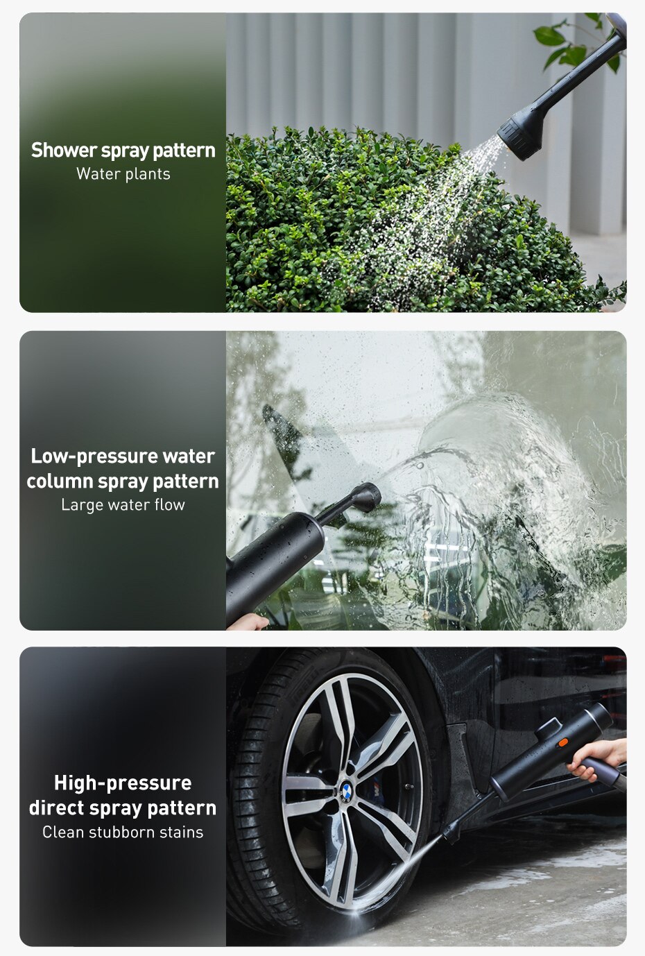 Baseus Electric Car Washer Gun High Pressure Cleaner Foam Nozzle For Auto Cleaning Care Cordless Protable Car Wash Spray