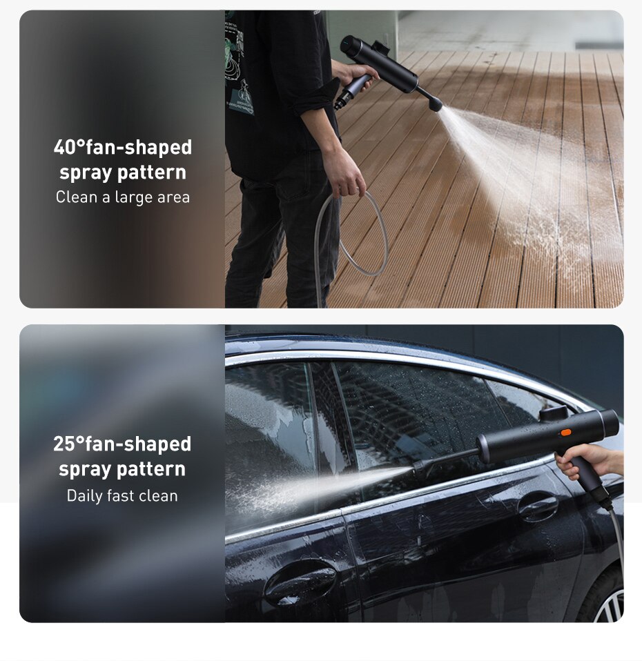 Baseus Electric Car Washer Gun High Pressure Cleaner Foam Nozzle For Auto Cleaning Care Cordless Protable Car Wash Spray