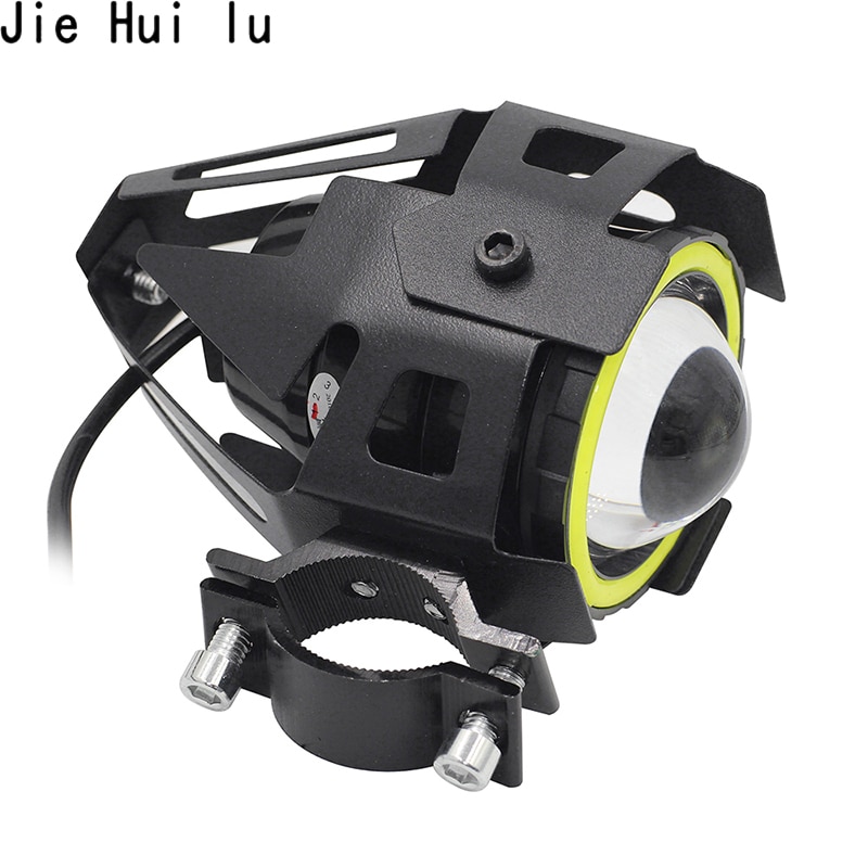 2x 125W U7 LED Motorcycle Angel Eyes Headlight DRL Spotlights Auxiliary Bright LED Bicycle Lamp Accessories Car Work Fog Light