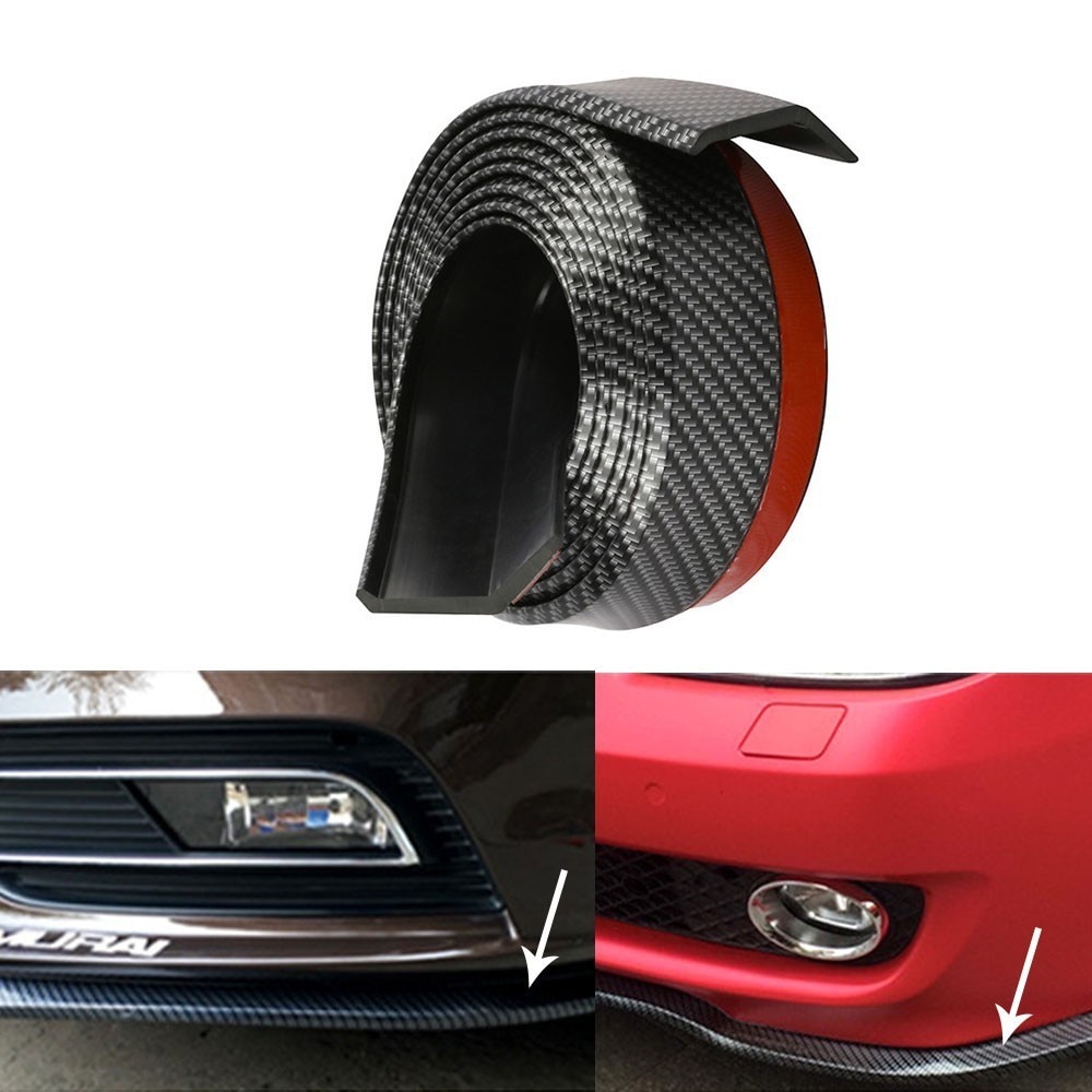 Car Universal Front Bumper Lip  Carbon Fiber Rubber Splitter Chin Spoiler side Skirt Rubber Anti Scratch Protector Body Kit Trim