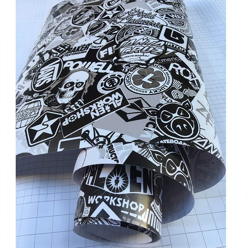Premium Stickerbomb Vinyl Wrap Sticker Adhesive Removable Glue Cartoon Skull JDM Printed Film Motorcycle Scooter Car Wrap Film