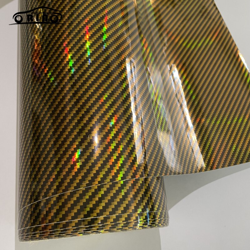Laser Holographic Carbon Fiber Vinyl Sheet Car Wrap Film Self Adhesive Sticker Decal DIY Interior
