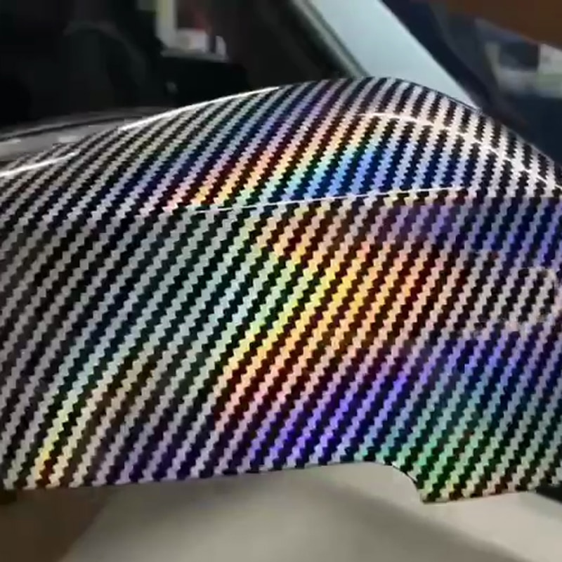 Laser Holographic Carbon Fiber Vinyl Sheet Car Wrap Film Self Adhesive Sticker Decal DIY Interior