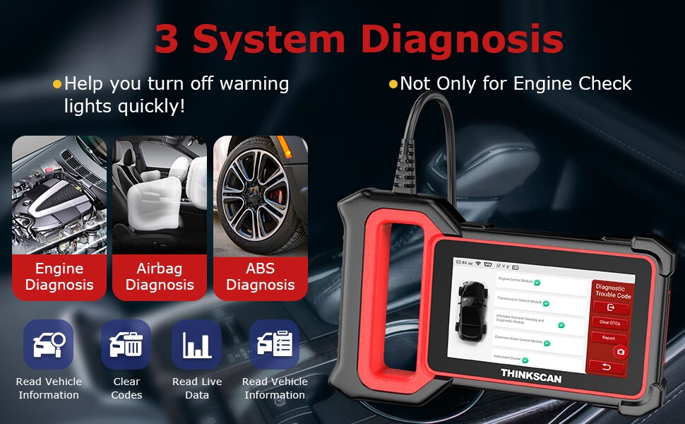 THINKCAR Thinkscan Plus S2 OBD2 Scanner ABS SRS Engine Diagnosis Oil DPF Reset Professional Automotive Scanner WiFi Free Update