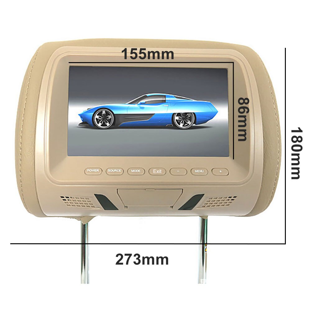 2020 25cm x 13cm x 18cm 7 Inch FM/AM Car Seat Back Headrest Bluetooth LCD Display Remote Control MP5 Player Monitor 12V DC