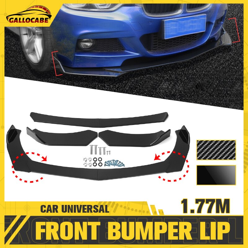 4/ 5PCS Universal Car Front Bumper Lip Body Kit Spoiler Splitter Carbon Fiber Bumper Canard Lip Splitter For BWM Sedan For Tesla