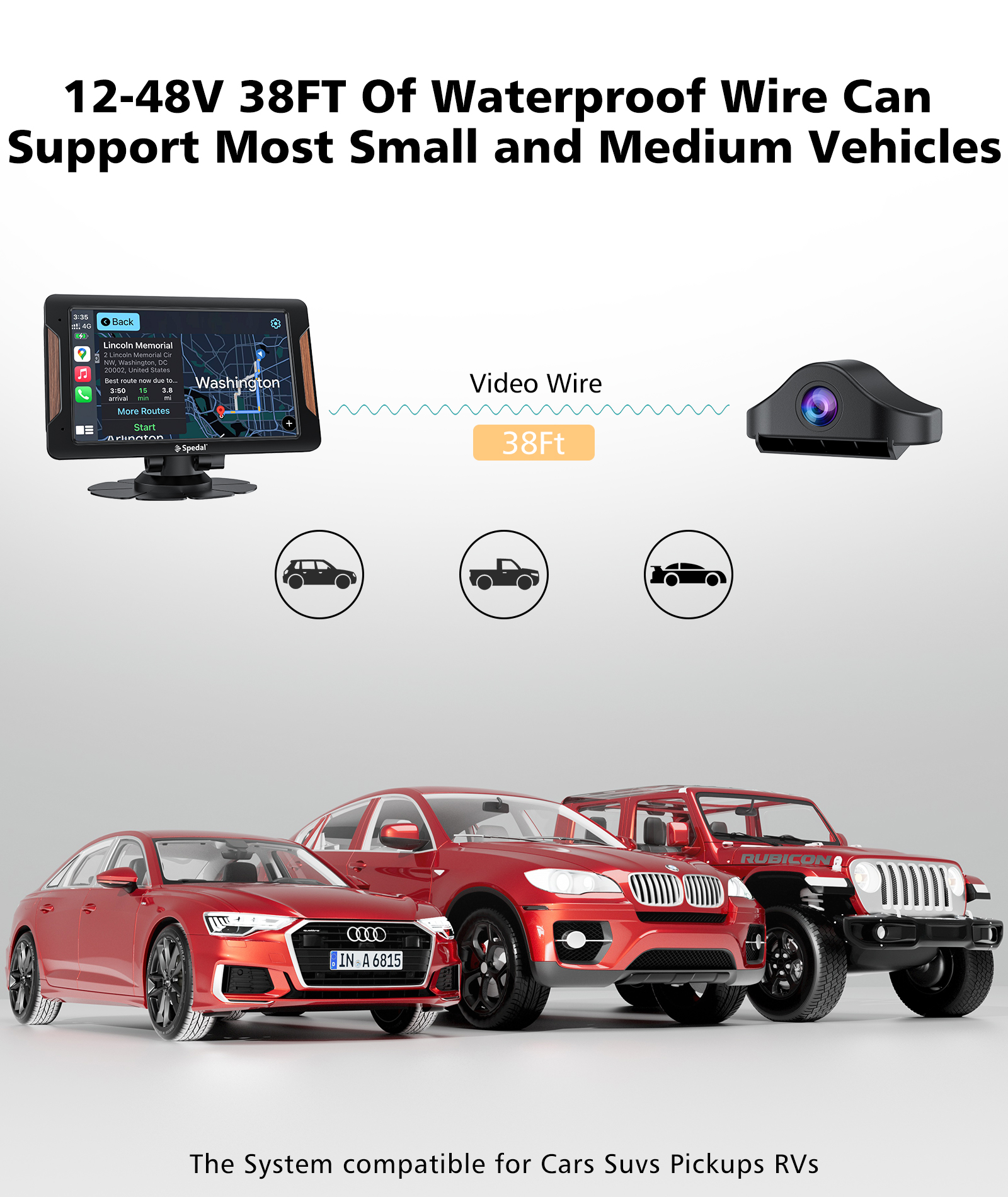Car Stereo CL796P with Apple Carplay & Android Auto 1080P Dash Cam Front and Rear 7 Inch HD Touchscreen FM Transmitter Voice